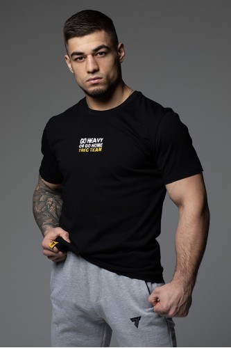Czarny T-shirt męski GO HEAVY OR GO HOME
