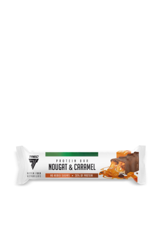 Baton proteinowy nugatowo-karmelowy z mlecznej czekolady PROTEIN BAR NOUGAT & CARAMEL