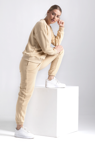 Beżowa bluza damska bez kaptura BASIC TRECGIRL SWEATSHIRT 122 TREC BEIGE