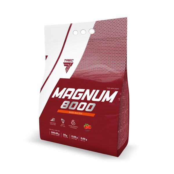 Trec Nutrition Magnum 8000 - Gainer z Kreatyną i MCT, Truskawka, 1000g