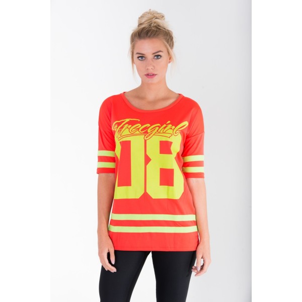 Pomarańczowa koszulka sportowa damska OVERSIZE TRECGIRL ORANGE