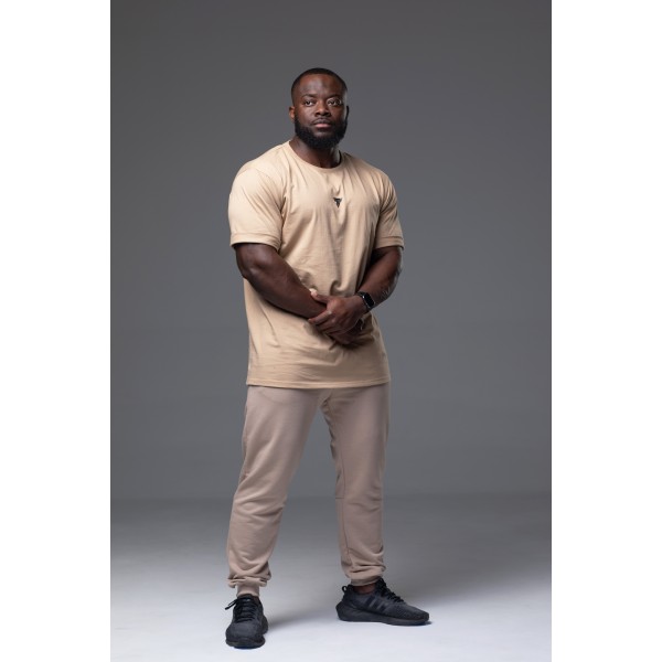 Beżowy T-shirt męski TW BASIC TSHIRT OVERSIZE 127 T BEIGE Beżowy T-shirt męski TW BASIC TSHIRT OVERSIZE 127 T BEIGE