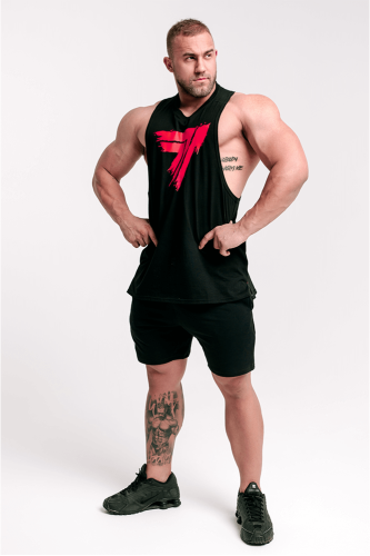 Czarny tank top męski z czerwonym nadrukiem BOOGIEMAN TANK TOP 122 BLACK