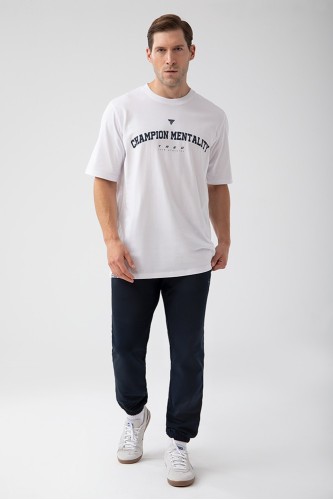 Biały T-shirt męski  TW BASIC TSHIRT OVERSIZE 182 M WHITE