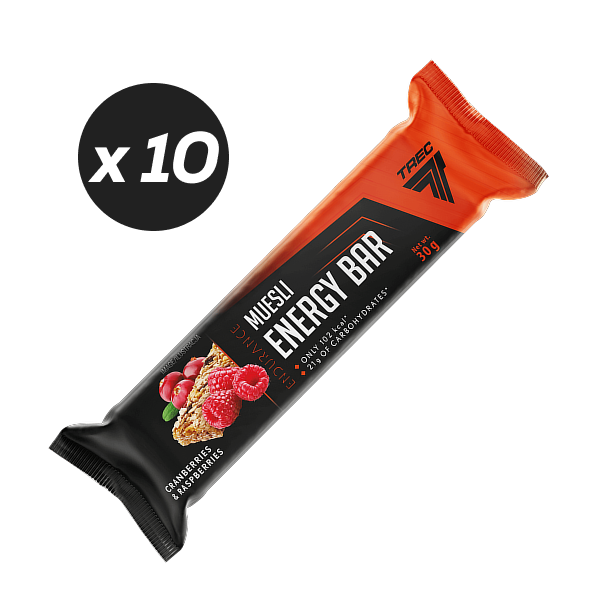 Zestaw 10 batonów energetycznych MUESLI ENERGY BAR CRANBERRIES & RASPBERRIES