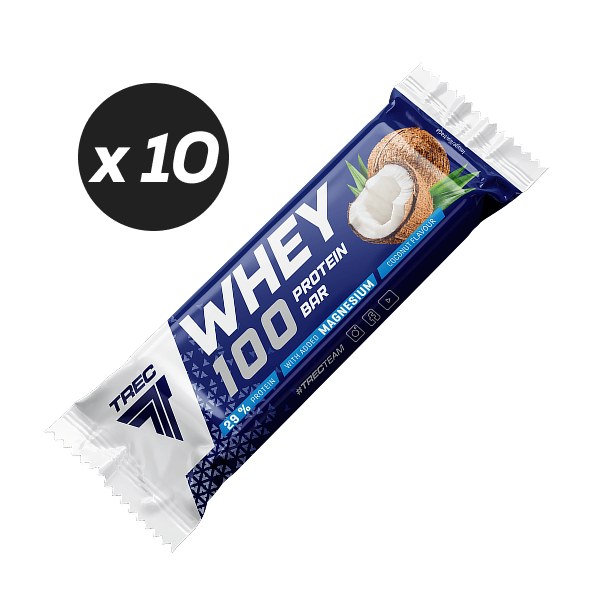 Zestaw 10 batonów proteinowych WHEY 100 PROTEIN BAR COCONUT FLAVOUR