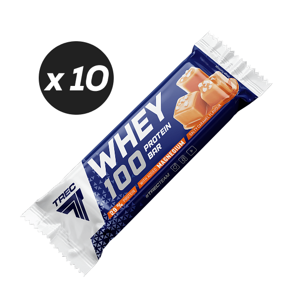 Zestaw 10 batonów proteinowych WHEY 100 PROTEIN BAR SALTY CARAMEL FLAVOUR