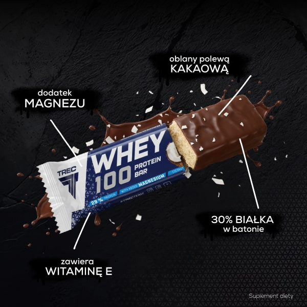 Baton proteinowy WHEY 100 PROTEIN BAR COCONUT FLAVOUR