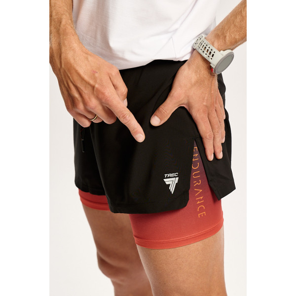 Męskie spodenki z wbudowanymi legginsami TW ENDURANCE SHORTS 170 TREC BLACK-RED