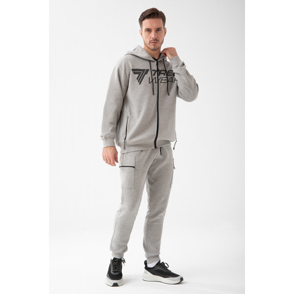 Szara bluza męska oversize TW BASIC HOODIE 193 M GREY