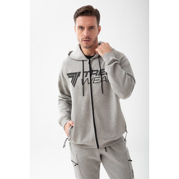 Szara bluza męska oversize TW BASIC HOODIE 193 M GREY