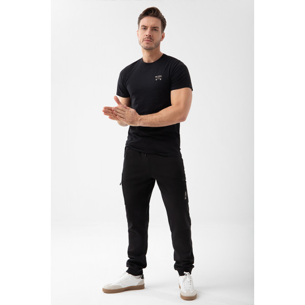 Czarny męski T-shirt slim fit TW BASIC TSHIRT 194 M BLACK