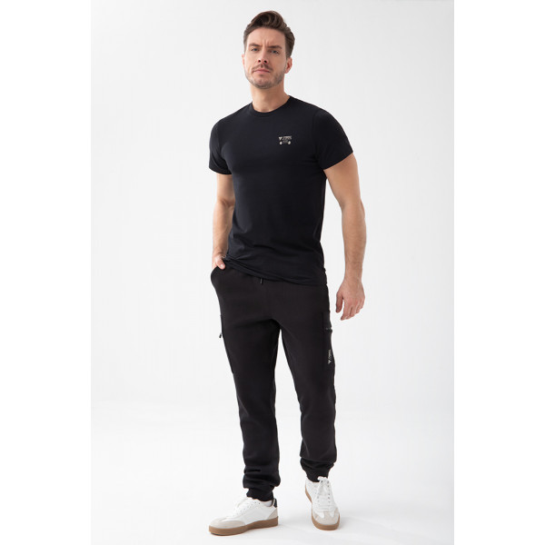 Czarny męski T-shirt slim fit TW BASIC TSHIRT 194 M BLACK