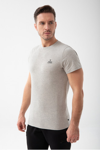 Melanżowy T-shirt męski slim fit TW BASIC TSHIRT 196 M GREY