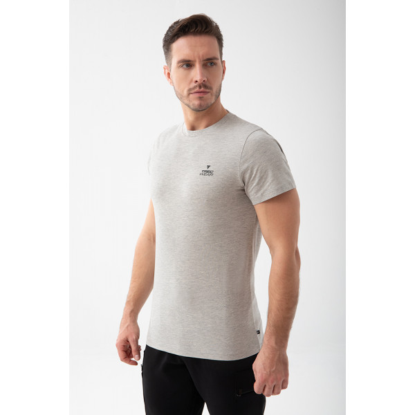 Melanżowy T-shirt męski slim fit TW BASIC TSHIRT 196 M GREY