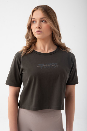 Grafitowy T-shirt damski TW BASIC TRECGIRL T-SHIRT 197 GRAPHITE