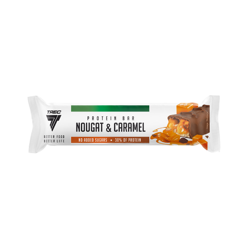 Baton proteinowy nugatowo-karmelowy z mlecznej czekolady PROTEIN BAR NOUGAT & CARAMEL