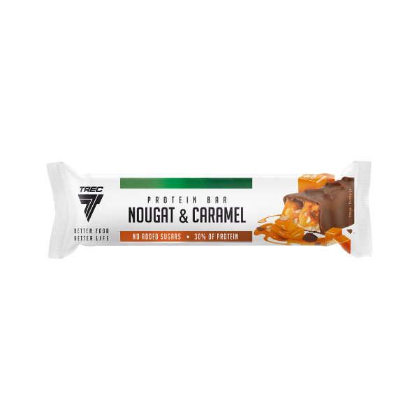 Baton proteinowy nugatowo-karmelowy z mlecznej czekolady PROTEIN BAR NOUGAT & CARAMEL PROTEIN BAR NOUGAT & CARAMEL