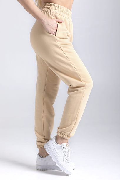Beżowe damskie spodnie dresowe BASIC TRECGIRL PANTS 122 T BEIGE