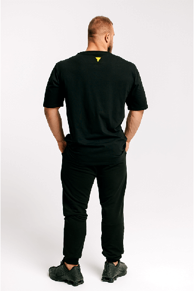 Czarny T-shirt męski z żółtym nadrukiem BOOGIEMAN T-SHIRT OVERSIZE 130 BLACK-YEL BOOGIEMAN T-SHIRT OVERSIZE 130 BLACK-YEL 2