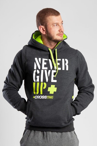 HOODIE 033 - NEVER GIVE UP - GRAPHITE Glowne