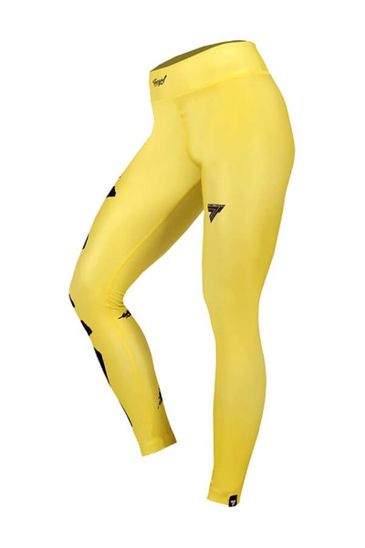 Żółte legginsy damskie z czarnym napisem TRECGIRL 015 https://www.trec.pl/media/catalog/product/l/e/legi