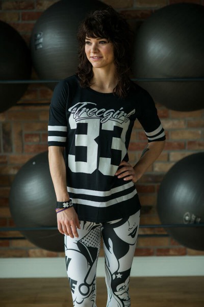 Czarna koszulka sportowa damska OVERSIZE - TRECGIRL 001 - BLACK Glowne