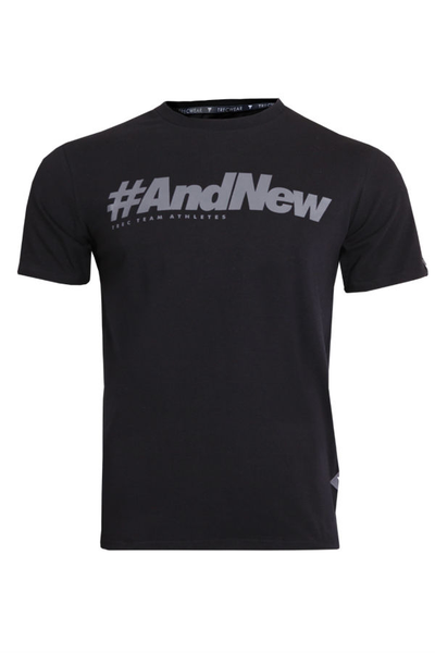 Czarny T-shirt męski T-SHIRT 040 #ANDNEW BLACK Glowne
