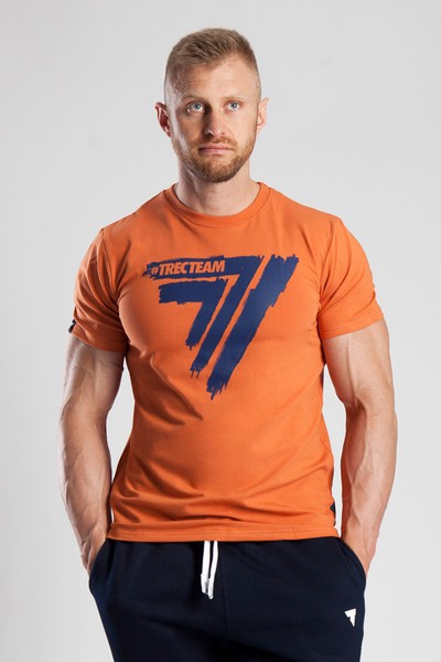 Pomarańczowy T-shirt męski T-SHIRT PLAY HARD 008 ORANGE Glowne