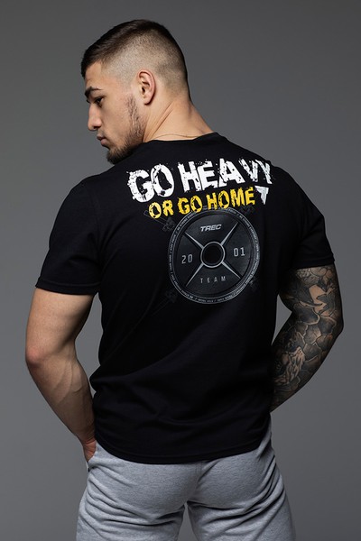 Czarny T-shirt męski GO HEAVY OR GO HOME Czarny T-shirt męski GO HEAVY OR GO HOME 2