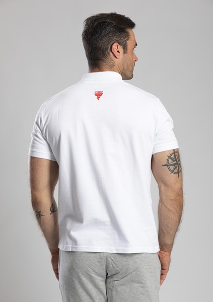 Biała koszulka polo męska POLO TREC TEAM POLSKA WHITE z2