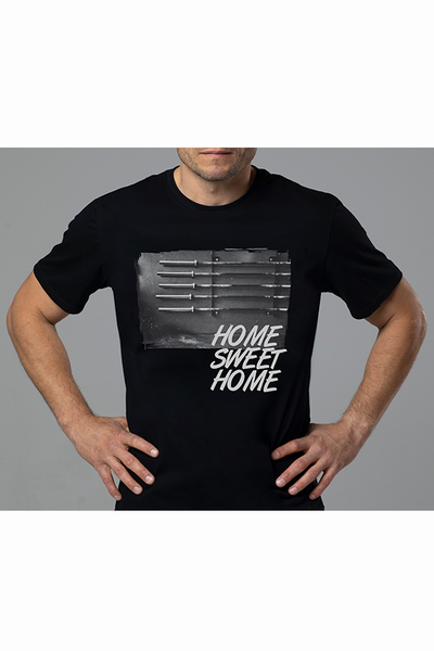Czarny T-shirt męski z nadrukiem - HOME SWEET HOME Czarny T-shirt męski z nadrukiem - HOME SWEET HOME 2