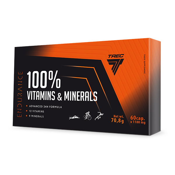100% VITAMINS & MINERALS Endurance 60 kaps. - witaminy i minerały – kompleks na dzień i noc 100% VITAMINS & MINERALS Endurance 60 kaps.