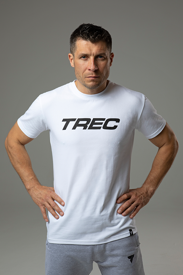 TrecWear 2021 Biały T-shirt męski BASIC z czarnym nadrukiem TREC BIAŁY TSHIRT TREC