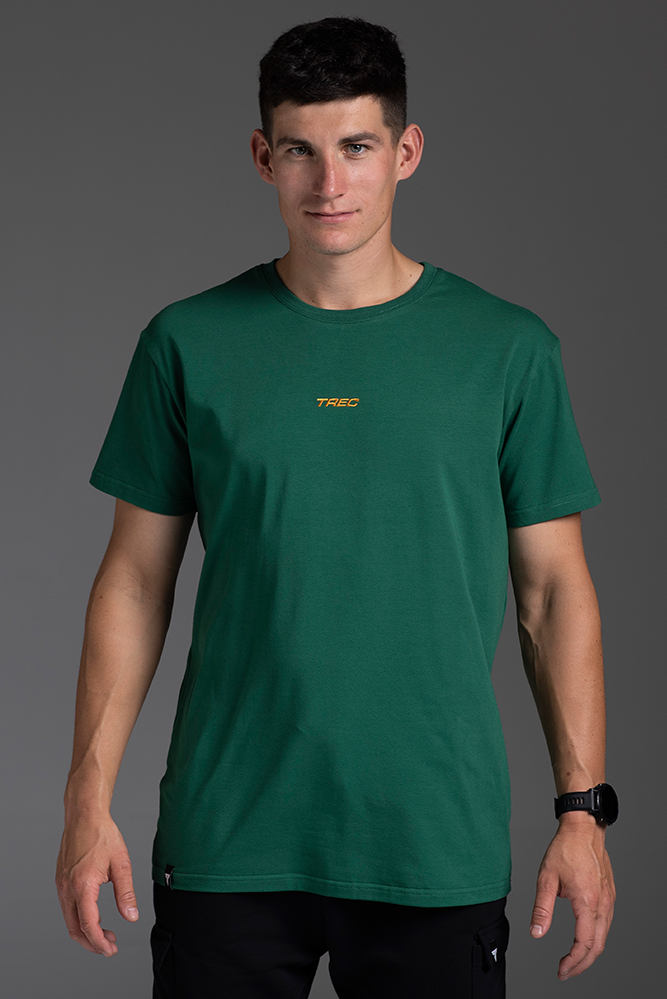 Trec Wear 2022 Zielony T-shirt męski BASIC TSHIRT 140 TREC TEAM GREEN Zielony T-shirt męski BASIC TSHIRT 140 TREC TEAM GREEN